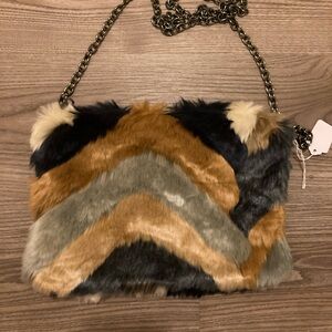 Chic Multicolor Faux Fur Shoulder Bag